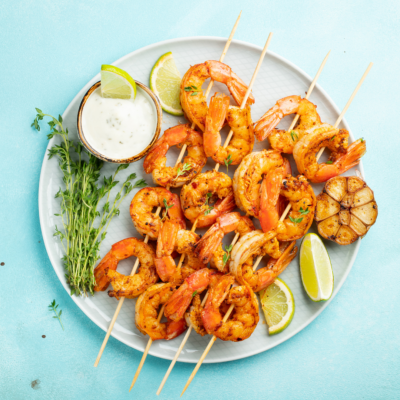 Brochette de crevettes tandoori